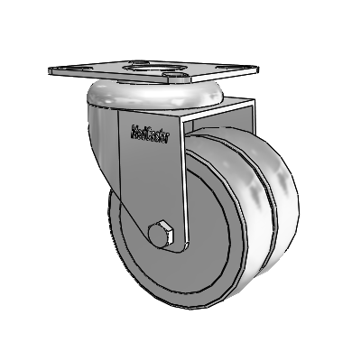 Dual Wheel Top Plate Swivel Caster with 3 x 2 Grey Thermoplastic Rubber Wheel