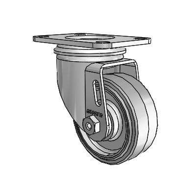 Encore Dolly Top Plate Swivel Zinc Caster with 3 x 1.25 Grey on Grey Thermoplastic Rubber Wheel