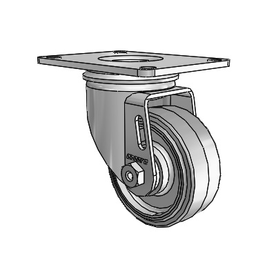Encore Dolly Top Plate Swivel Zinc Caster with 3 x 1.25 Grey on Grey Thermoplastic Rubber Wheel