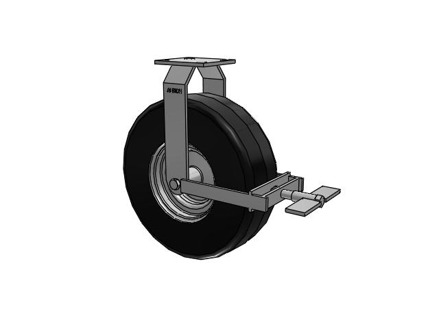 16 Series Pneumatic Casters Top Plate Rigid Caster with 13 x 4.1 Black Pneumatic Wheel and Face Brake