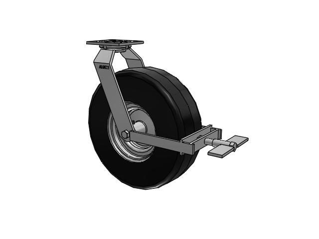 16 Series Pneumatic Casters Top Plate Swivel Caster with 13 x 4.1 Black Pneumatic Wheel and Face Brake
