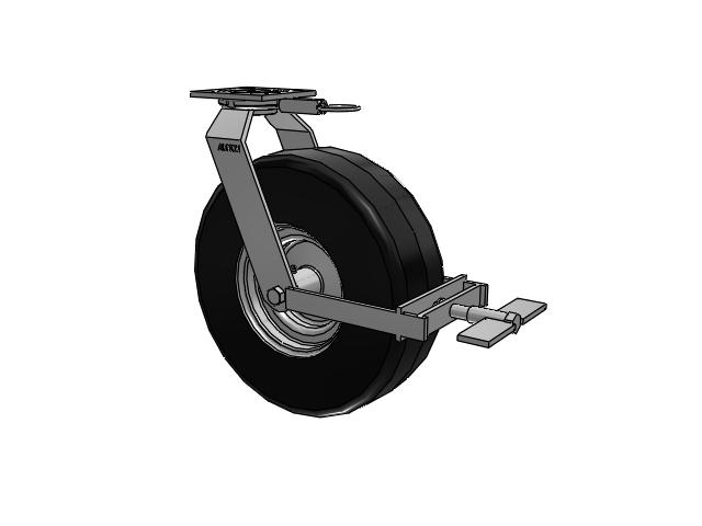 16 Series Pneumatic Casters Top Plate Swivel Caster with 13 x 4.1 Black Pneumatic Wheel and Face Brake