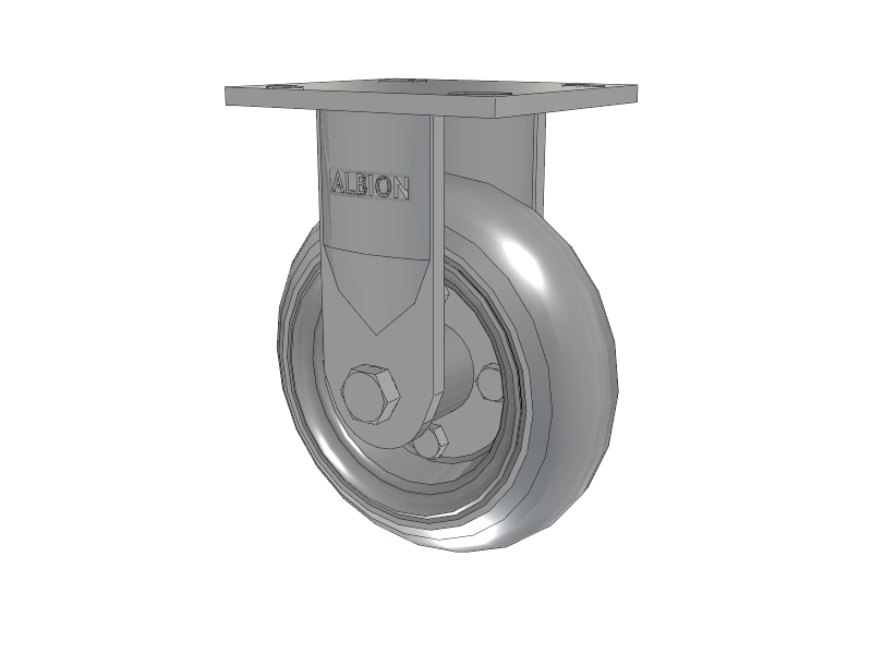 16 Series Top Plate Rigid Caster with 6 x 2 Grey Tread on Zinc-plated Hub SV - Semi-Pneumatic Monoprene (Grey) Wheel