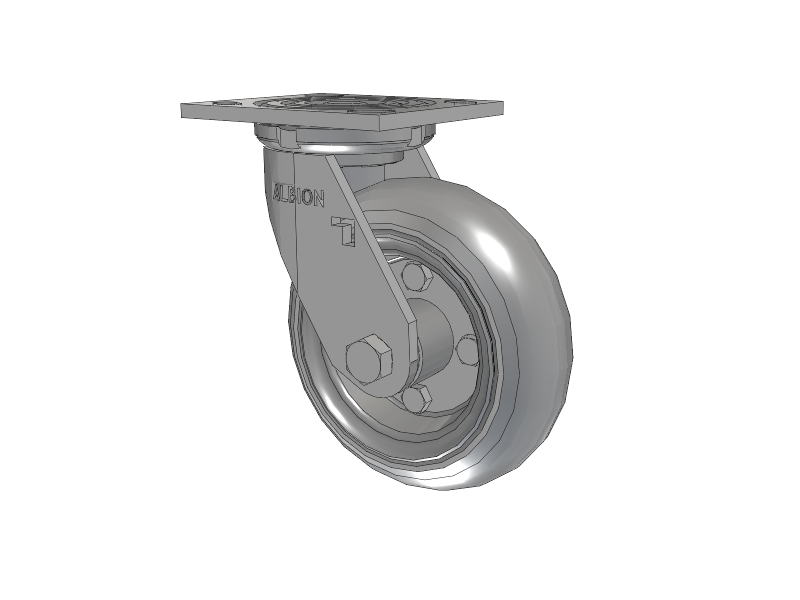 16 Series Top Plate Swivel Caster with 6 x 2 Grey Tread on Zinc-plated Hub SV - Semi-Pneumatic Monoprene (Grey) Wheel