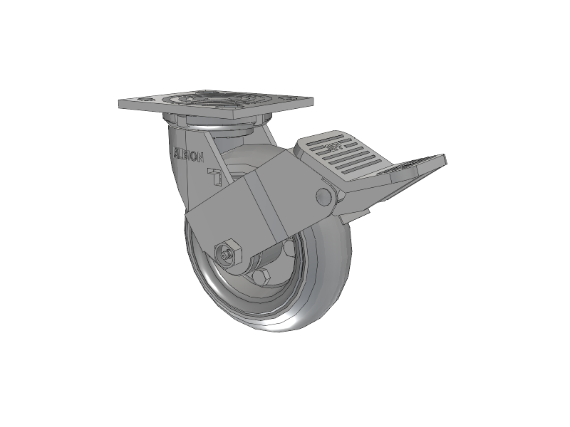 16 Series Top Plate Swivel Caster with 6 x 2 Grey Tread on Zinc-plated Hub SV - Semi-Pneumatic Monoprene (Grey) Wheel and Face Brake