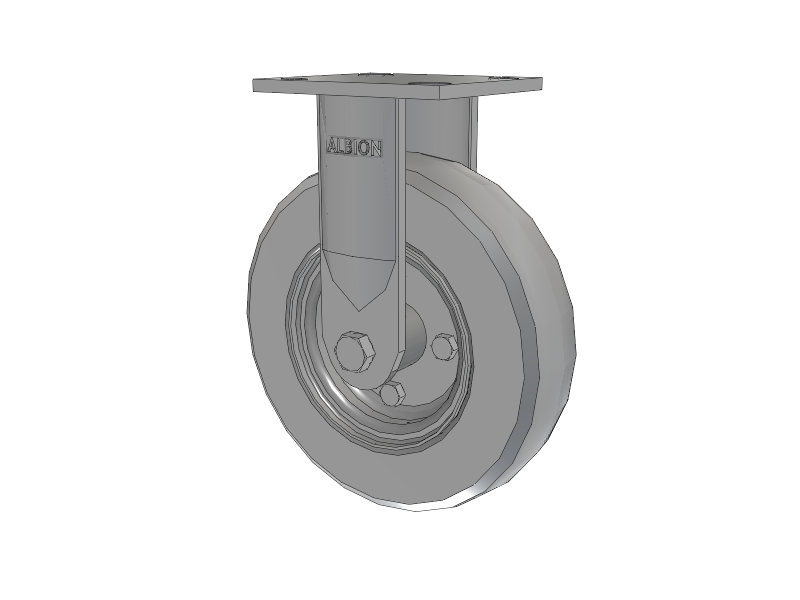 16 Series Top Plate Rigid Caster with 8 x 2 Grey Tread on Zinc-plated Hub SV - Semi-Pneumatic Monoprene (Grey) Wheel