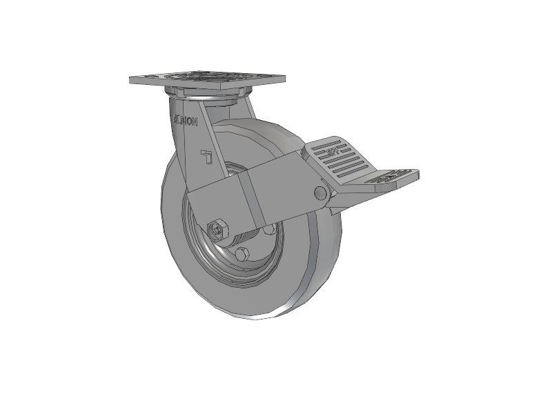 16 Series Top Plate Swivel Caster with 8 x 2 Grey Tread on Zinc-plated Hub SV - Semi-Pneumatic Monoprene (Grey) Wheel and Face Brake