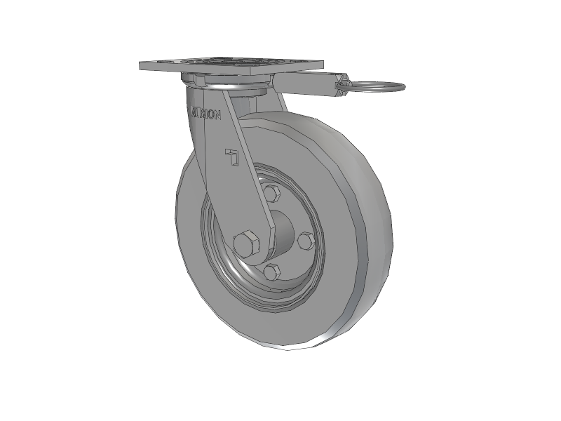 16 Series Top Plate Swivel Caster with 8 x 2 Grey Tread on Zinc-plated Hub SV - Semi-Pneumatic Monoprene (Grey) Wheel