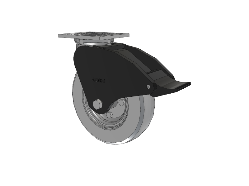 16 Series Top Plate Swivel Caster with 8 x 2 Grey Tread on Zinc-plated Hub SV - Semi-Pneumatic Monoprene (Grey) Wheel and Total Lock Brake