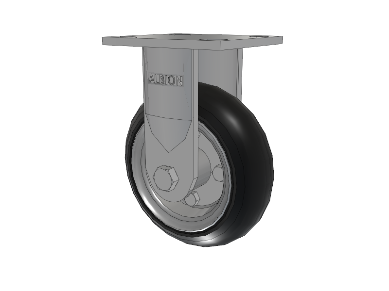 16 Series Top Plate Rigid Caster with 6 x 2 Black Tread on Zinc-plated Hub SZ - Semi-Pneumatic Monoprene (Black) Wheel