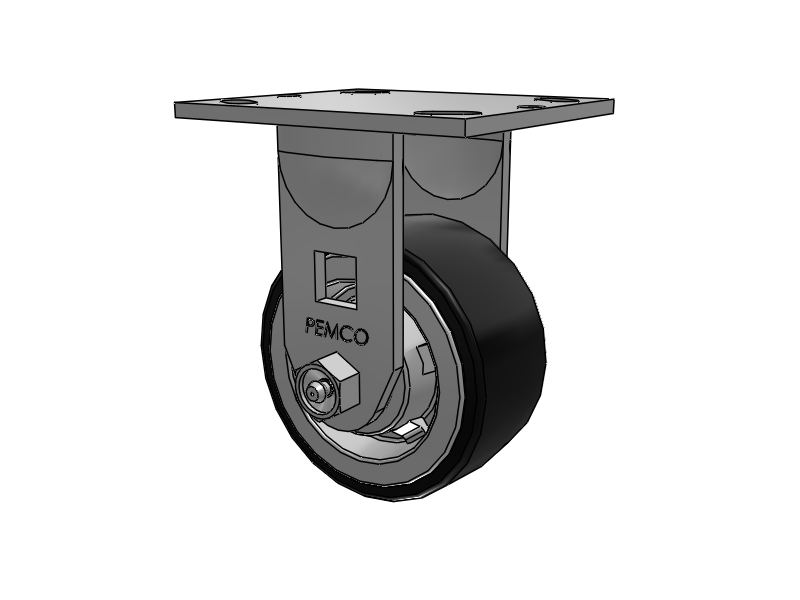E-line Rigid Caster with 4 x 2 PolyKat Thermo-Urethane Wheel