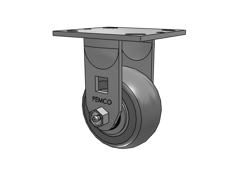 E-line Rigid Caster with 4 x 2 Thermo-Rubber (Donut) Wheel