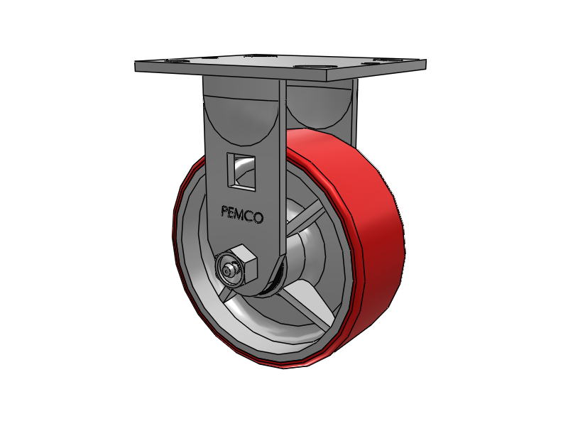 E-line Rigid Caster with 5 x 2 Mold-on Poly Wheel