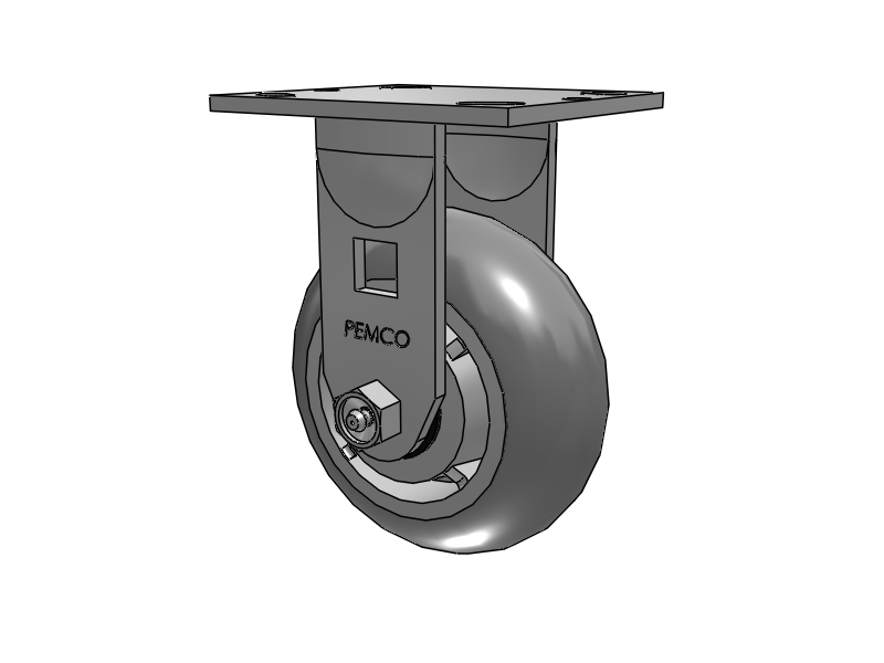 E-line Rigid Caster with 5 x 2 Thermo-Rubber (Donut) Wheel