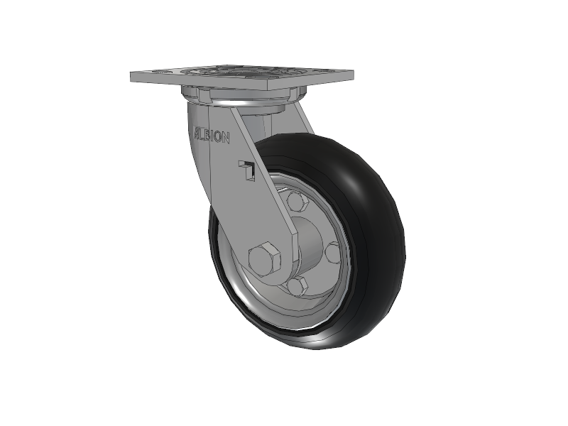 16 Series Top Plate Swivel Caster with 6 x 2 Black Tread on Zinc-plated Hub SZ - Semi-Pneumatic Monoprene (Black) Wheel