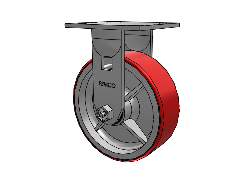 E-line Rigid Caster with 6 x 2 Mold-on Poly Wheel