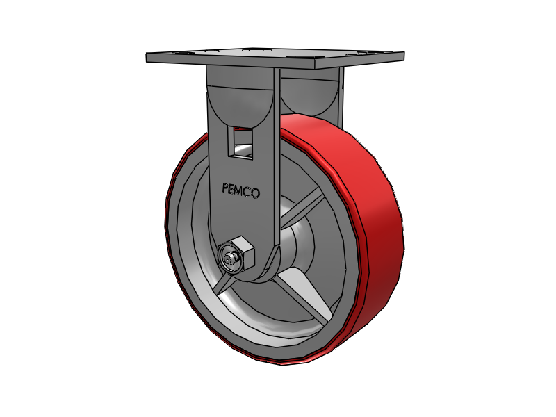 E-line Rigid Caster with 6 x 2 Mold-on Poly Wheel