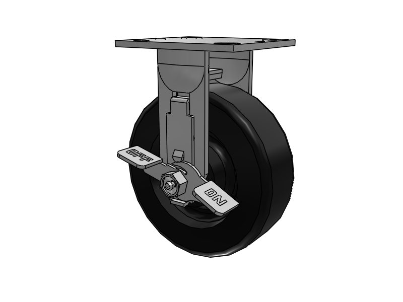 E-line Rigid Caster with 6 x 2 Phenolic Wheel and Tread Lock Brake