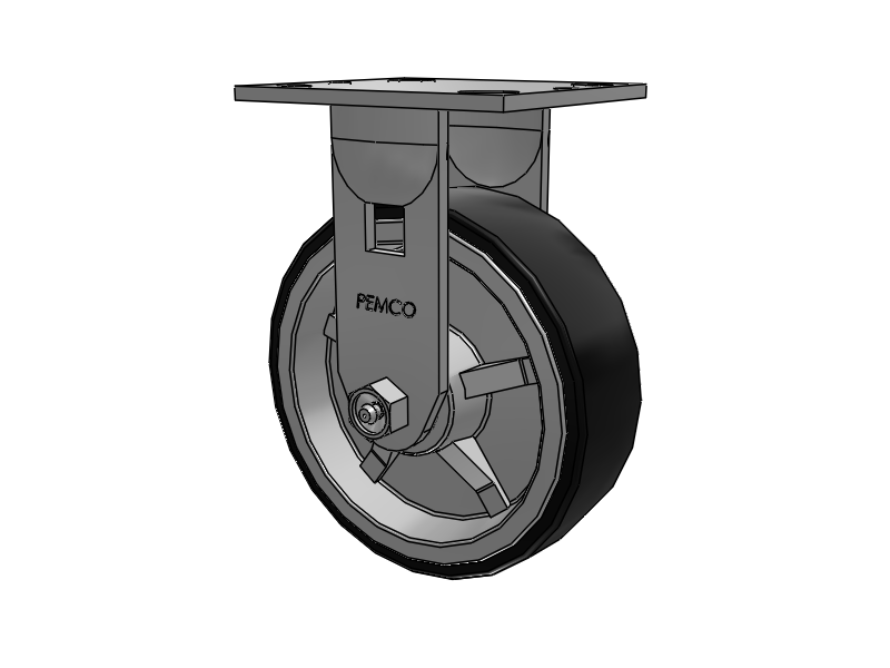 E-line Rigid Caster with 6 x 2 PolyKat Thermo-Urethane Wheel