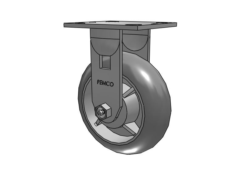 E-line Rigid Caster with 6 x 2 Thermo-Rubber (Donut) Wheel