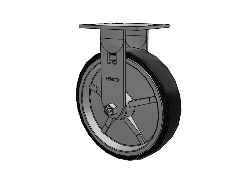 E-line Rigid Caster with 8 x 2 PolyKat Thermo-Urethane Wheel