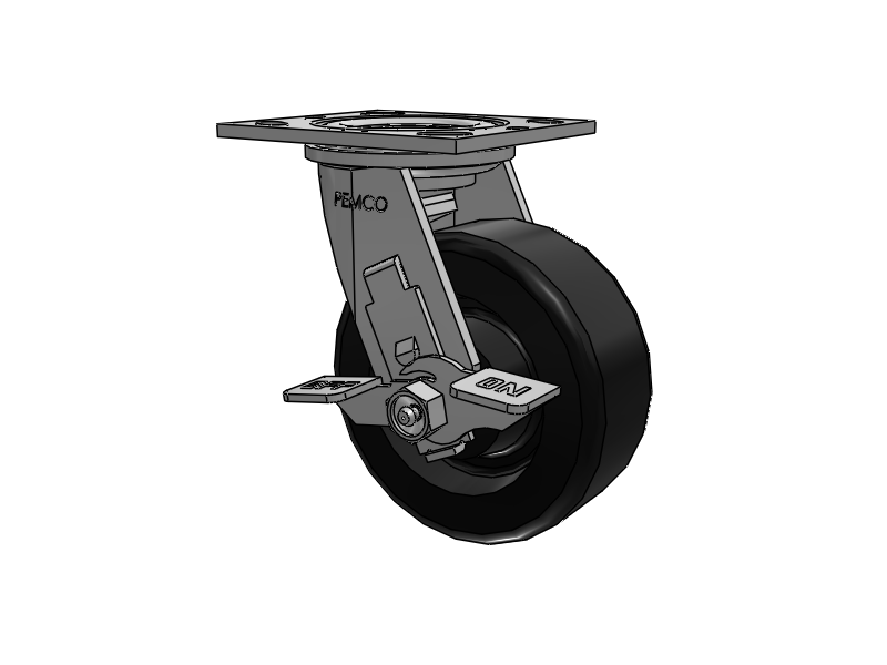 E-line Swivel Caster with 5 x 2 Phenolic Wheel and Tread Lock Brake