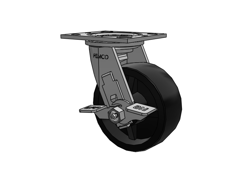 E-line Swivel Caster with 5 x 2 Polypropylene HD Wheel and Tread Lock Brake