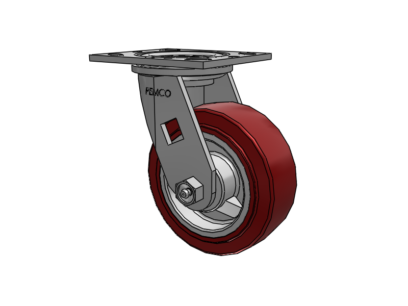 E-line Swivel Caster with 5 x 2 Thermo-Urethane (Maroon/Grey) Wheel