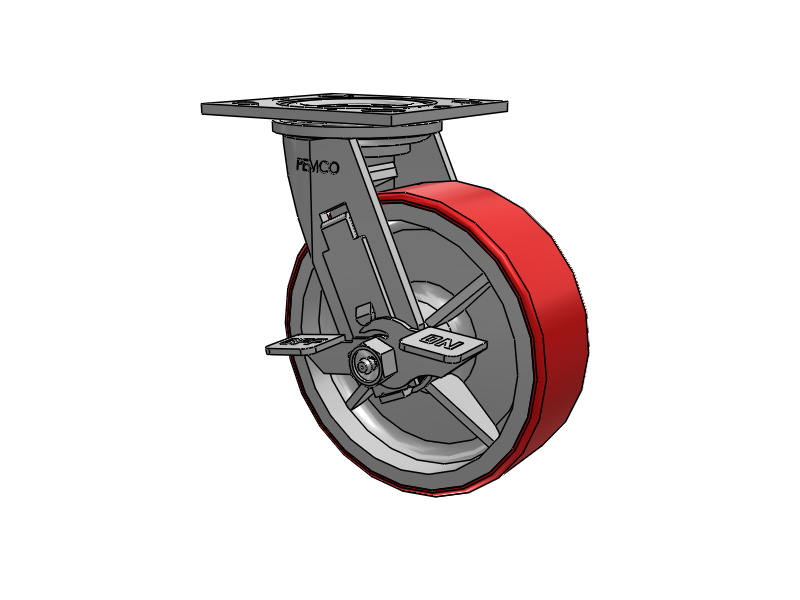 E-line Swivel Caster with 6 x 2 Mold-on Poly Wheel and Tread Lock Brake