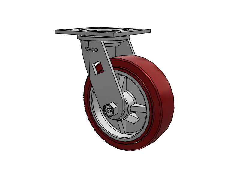 E-line Swivel Caster with 6 x 2 Thermo-Urethane (Maroon/Grey) Wheel