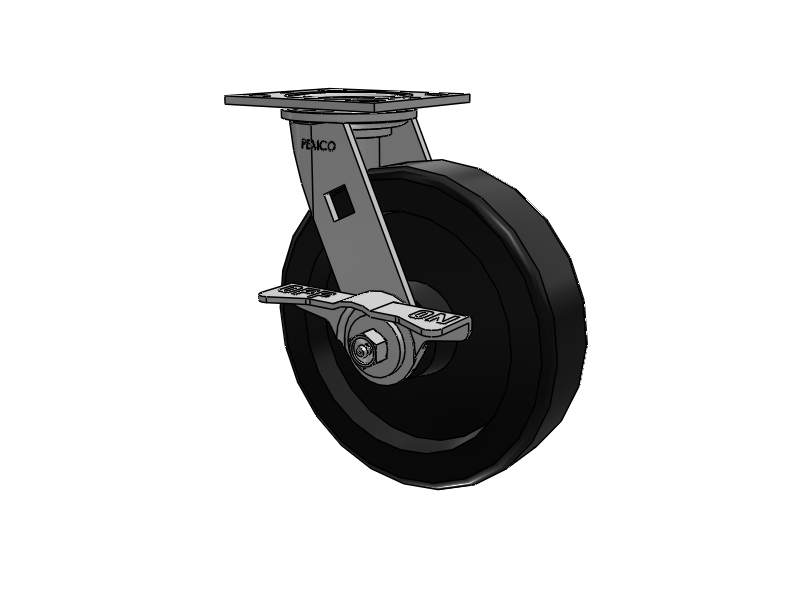 E-line Swivel Caster with 8 x 2 Phenolic Wheel and 5-Inch Cam Brake