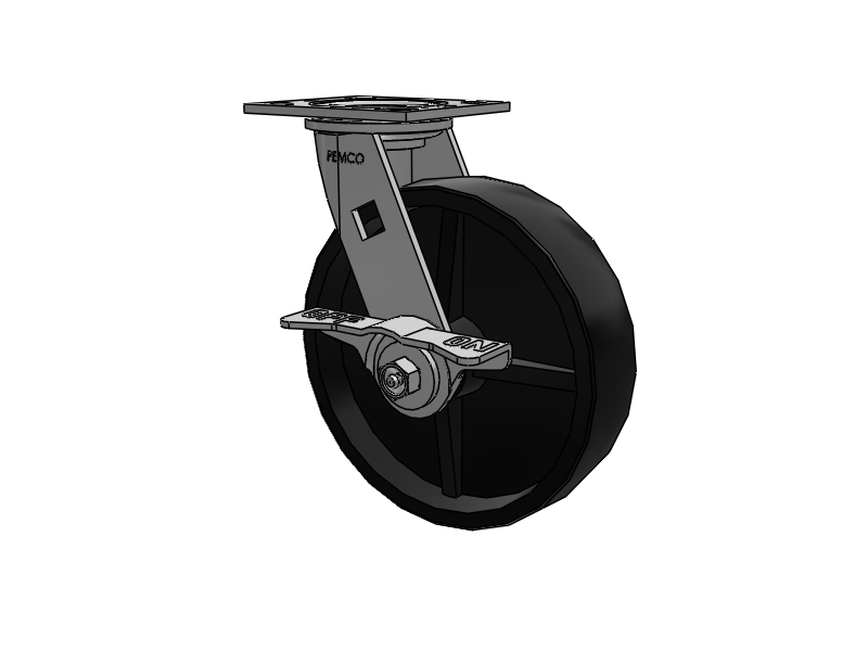 E-line Swivel Caster with 8 x 2 Polypropylene HD Wheel and 5-Inch Cam Brake