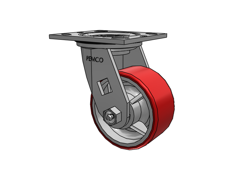 E-line Sealed Swivel Caster with 4 x 2 Mold-on Poly Wheel
