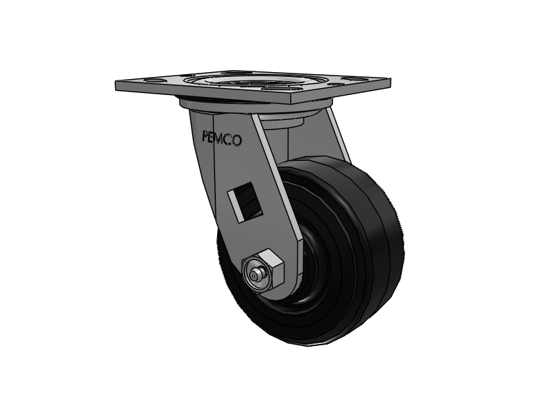 E-line Sealed Swivel Caster with 4 x 2 Moldon Rubber Wheel