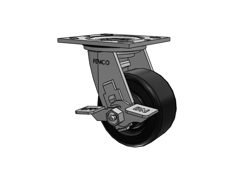 E-line Sealed Swivel Caster with 4 x 2 Phenolic Wheel and Tread Lock Brake