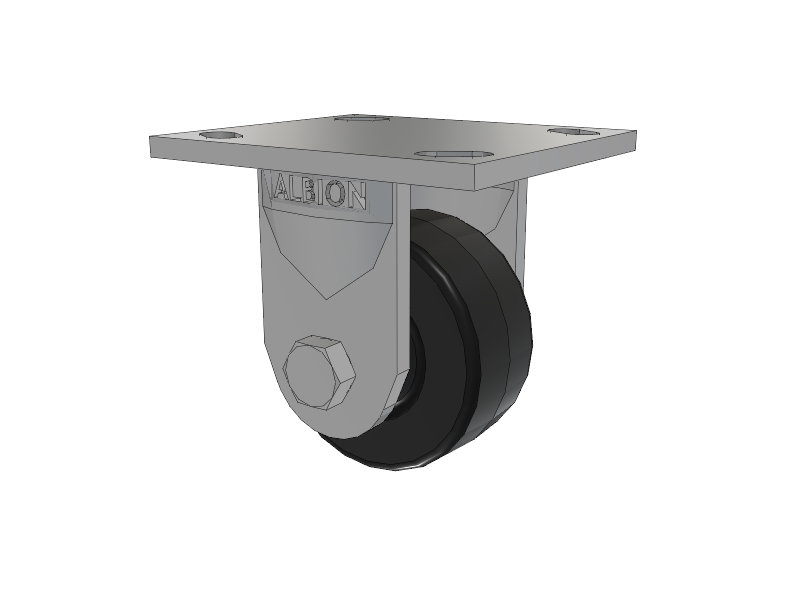 16 Series Top Plate Rigid Caster with 3.25 x 1.5 Black Phenolic Resin TM - Phenolic Wheel