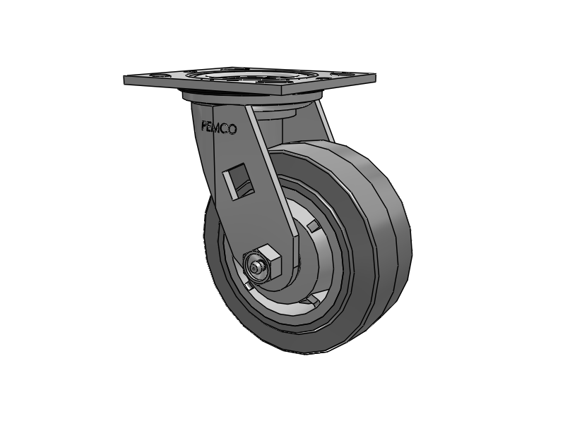 E-line Sealed Swivel Caster with 5 x 2 Thermo-Rubber (Flat) Wheel