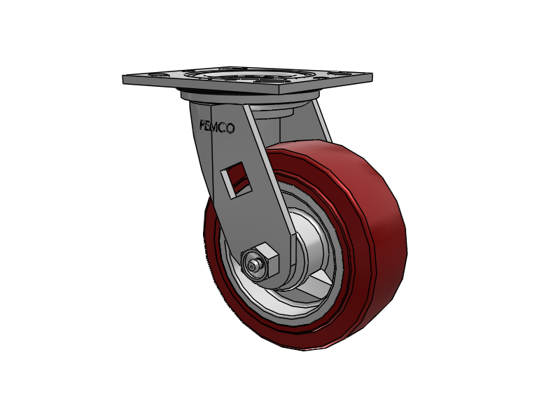 E-line Sealed Swivel Caster with 5 x 2 Thermo-Urethane (Maroon/Grey) Wheel