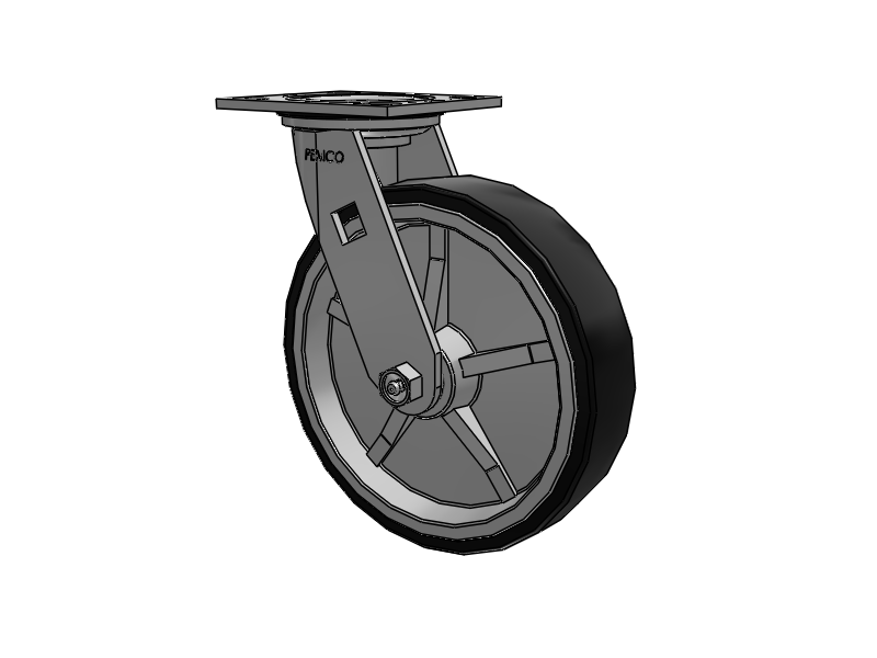 E-line Sealed Swivel Caster with 8 x 2 PolyKat Thermo-Urethane Wheel