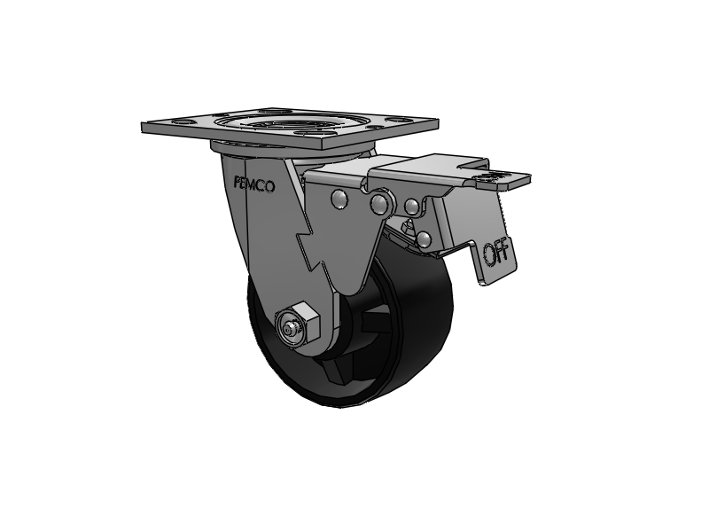 E-line Swivel Caster with 4 x 2 Polypropylene HD Wheel and Total Lock Brake