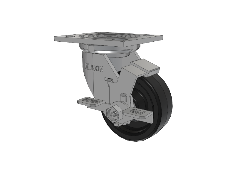 16 Series Top Plate Swivel Caster with 4 x 1.5 Black Phenolic Resin TM - Phenolic Wheel and Face Brake