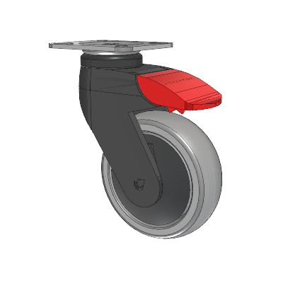 Tango Top Plate Swivel Caster with 100 x 32 TPU (80a) Wheel and Total Lock Brake