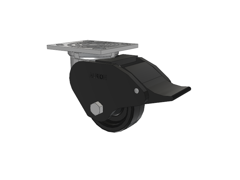 16 Series Top Plate Swivel Caster with 4 x 1.5 Black Phenolic Resin TM - Phenolic Wheel and Total Lock Brake