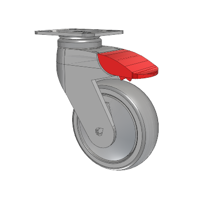 Tango Top Plate Swivel Caster with 100 x 32 TPR (80a) Wheel and Total Lock Brake