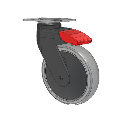 Tango Top Plate Swivel Caster with 125 x 32 TPU (80a) Wheel and Total Lock Brake