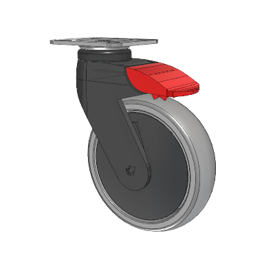 Tango Top Plate Swivel Caster with 125 x 32 TPU (80a) Wheel and Total Lock Brake