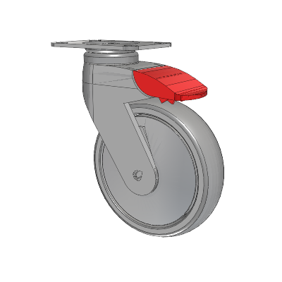 Tango Top Plate Swivel Caster with 125 x 32 TPR (80a) Wheel and Total Lock Brake