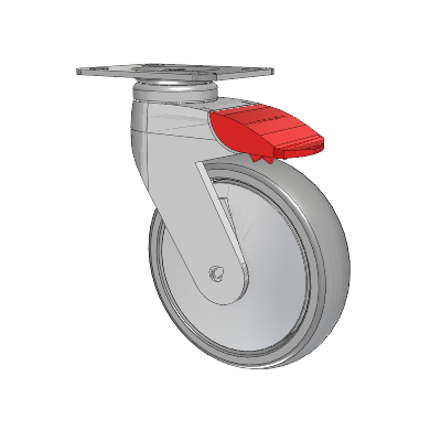 Tango Top Plate Swivel Caster with 125 x 32 TPR (80a) Wheel and Total Lock Brake