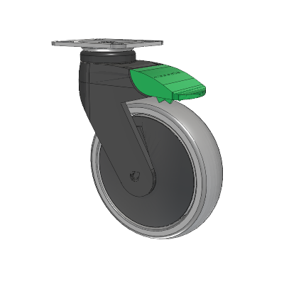 Tango Top Plate Swivel Caster with 125 x 32 TPU (80a) Wheel and Directional Lock Brake