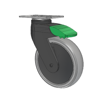 Tango Top Plate Swivel Caster with 125 x 32 TPR (80a) Wheel and Directional Lock Brake